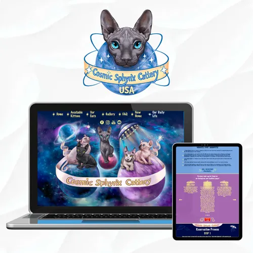 Responsive cattery website design for mobile and tablets — adaptive layout.