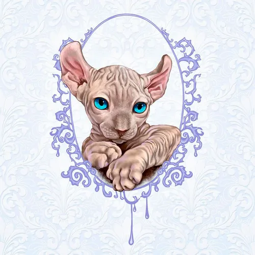 Custom Sphynx illustration created specifically for the cattery website — professional graphics for breeders.